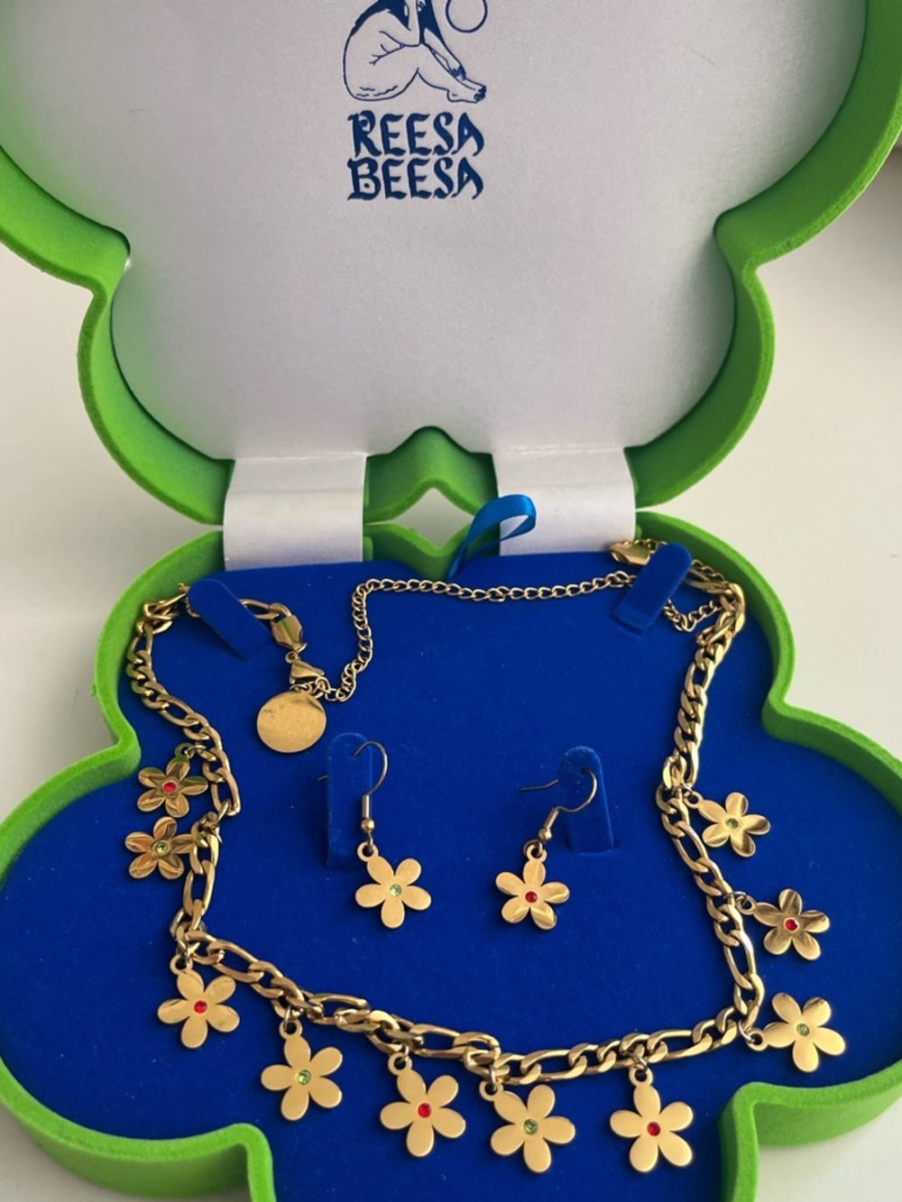 Gold-Tone Flower Necklace & Earrings Set - Yellow Gold